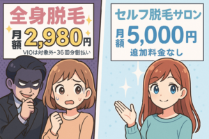 脱毛サロンの「月々◯◯円」の落とし穴と予約が取れない理由｜無人セルフ脱毛サロンとの違いを徹底解説