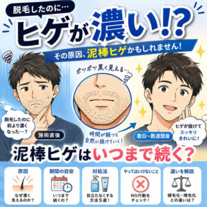 泥棒ヒゲはいつまで続く？ヒゲ脱毛後に濃く見える原因と対処法を徹底解説